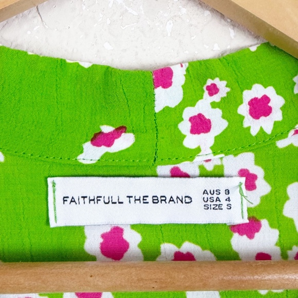 Faithfull The Brand Laurel Green Floral Mini Dress Size 4 - Picture 4 of 6